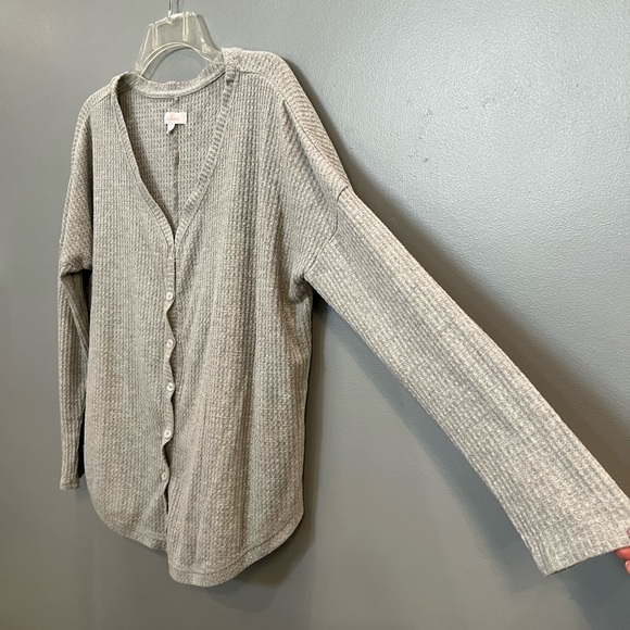 Women's Waffle Knit Button Down Cardigan Sweater - Picture 2 of 6